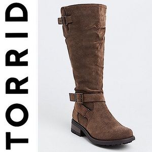 TORRID BOOTS NWT BROWN OILED FAUX LEATHER KNEE-HIGH BOOTS